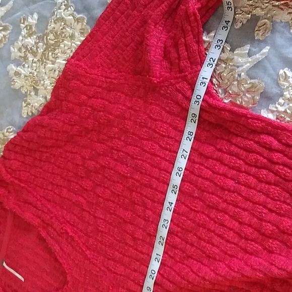 SOLD. Free People Slouchy Baja Babe Hacci Red Hooded Cardigan. As New. No Tag - Picture 16 of 16